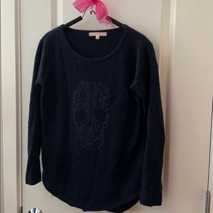 💀 CASHMERE SWEATER W/BEADED SKULL DETAIL 💀